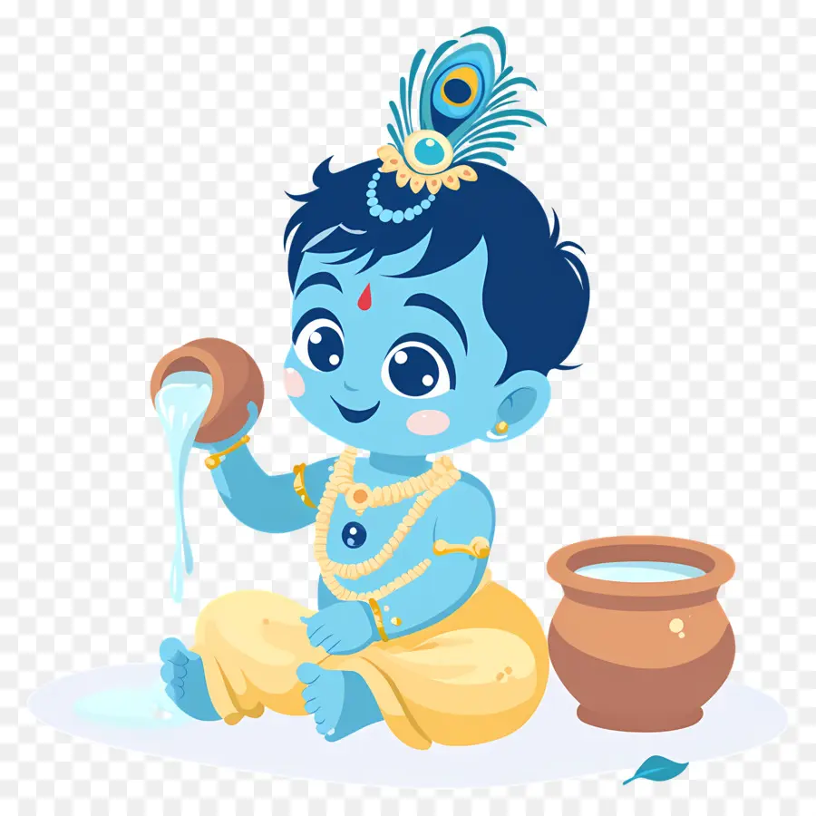 Krishna Janmashtami，Anak Biru Dengan Pot PNG