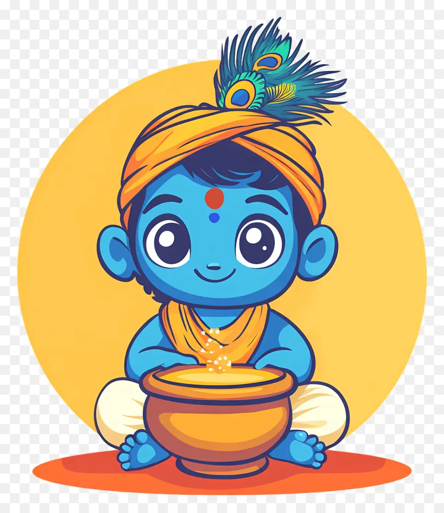 Krishna Janmashtami，Anak Biru Dengan Pot PNG