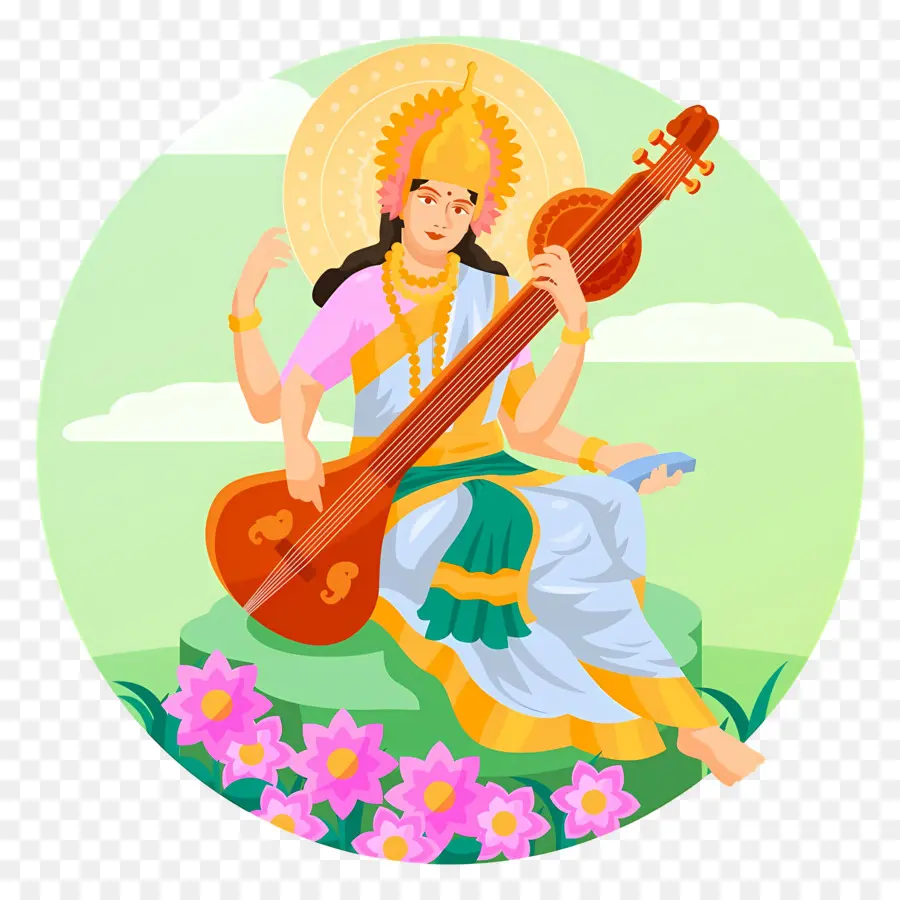 Saraswati，Dewi Memainkan Veena PNG