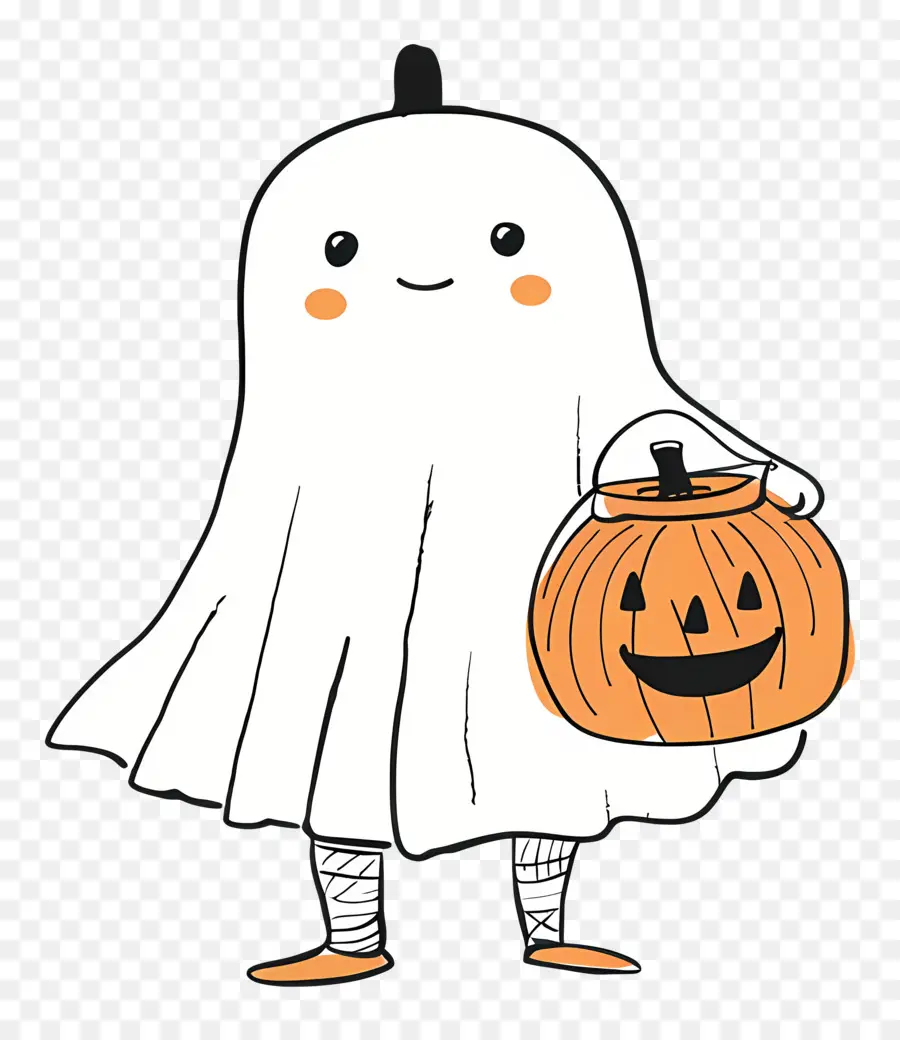 Kostum Halloween，Hantu Dengan Labu PNG