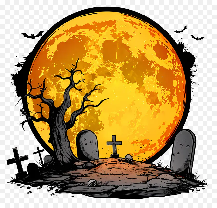 Bulan Purnama Halloween，Makam PNG