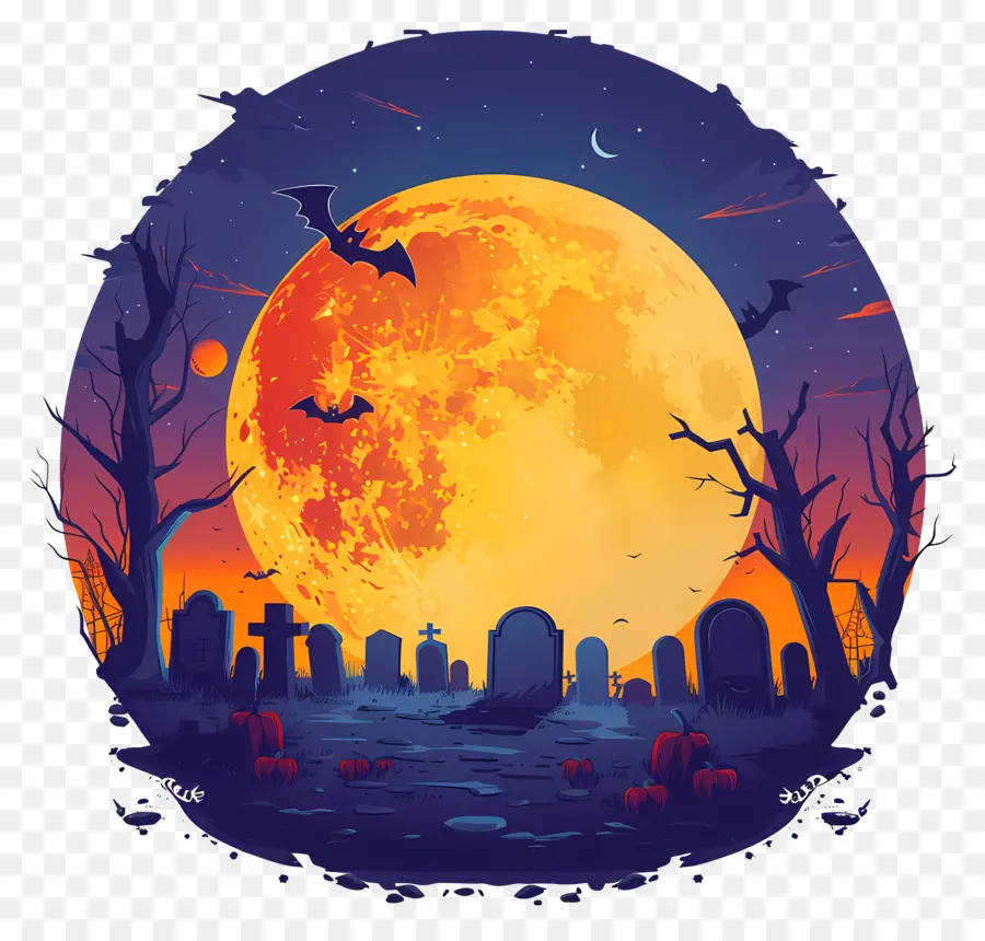 Bulan Purnama Halloween，Makam PNG