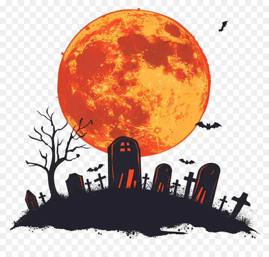 Bulan Purnama Halloween，Makam PNG