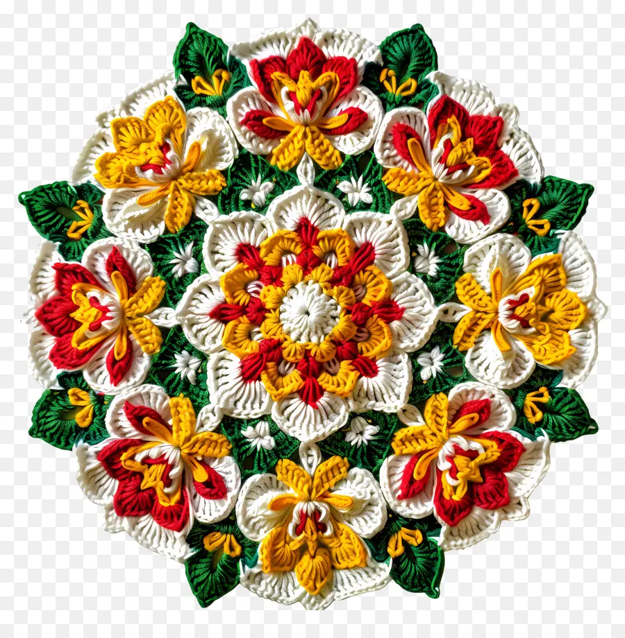 Mandala Rajutan，Bunga Rajutan PNG