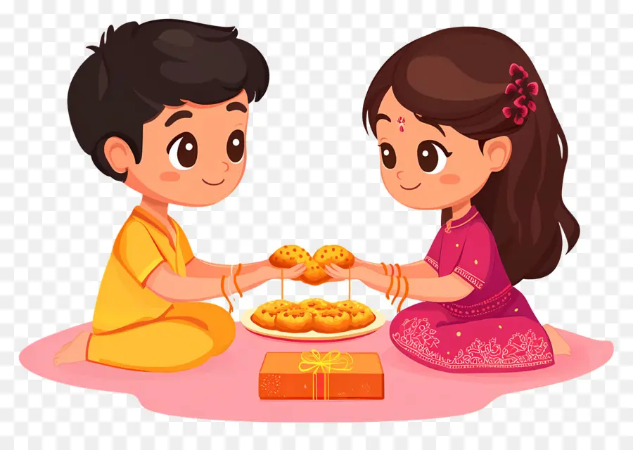 Selamat Raksha Bandhan，Anak Anak Dengan Modak PNG