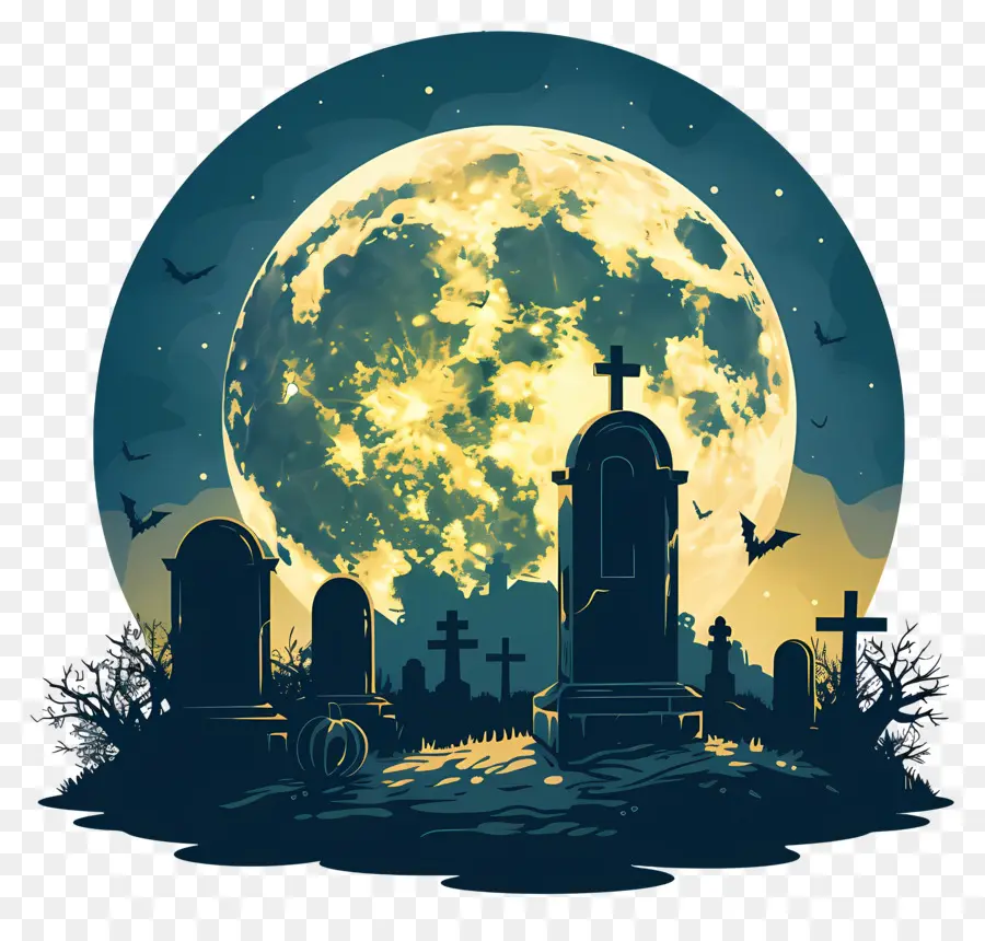 Bulan Purnama Halloween，Makam PNG