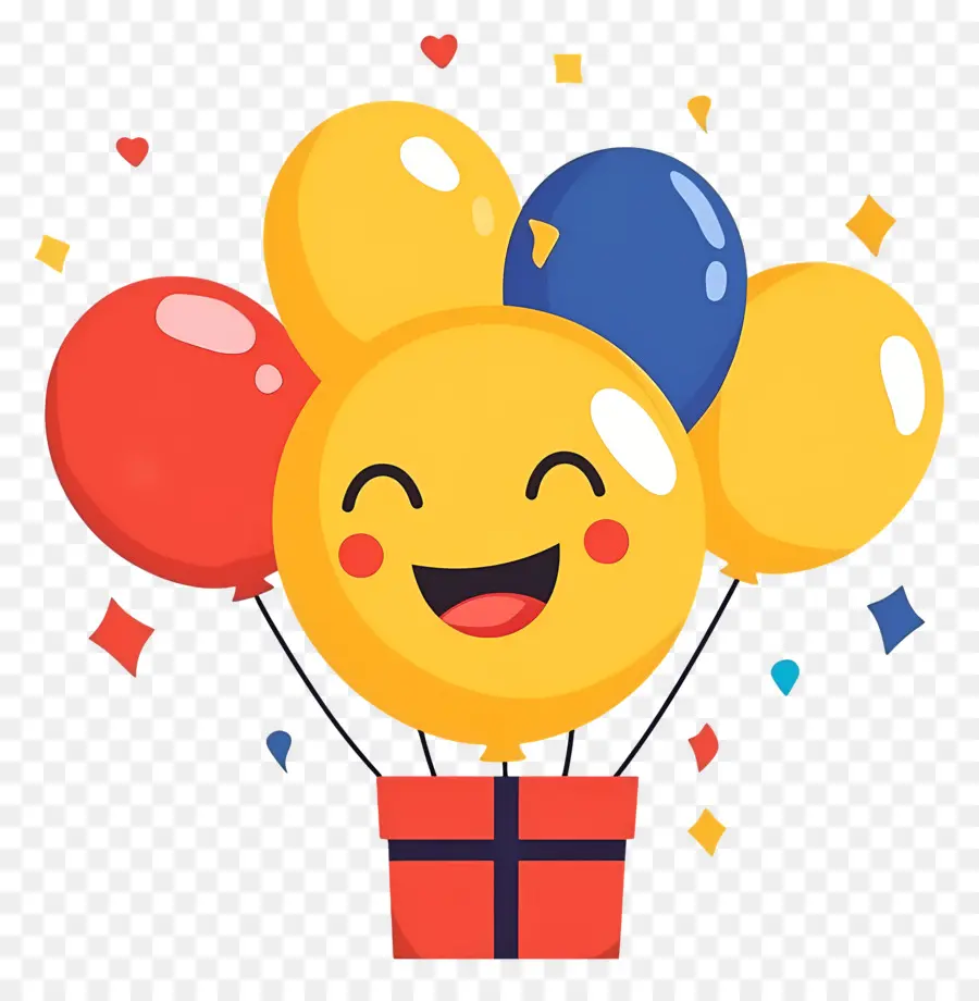 Emoji Ulang Tahun，Balon Tersenyum PNG