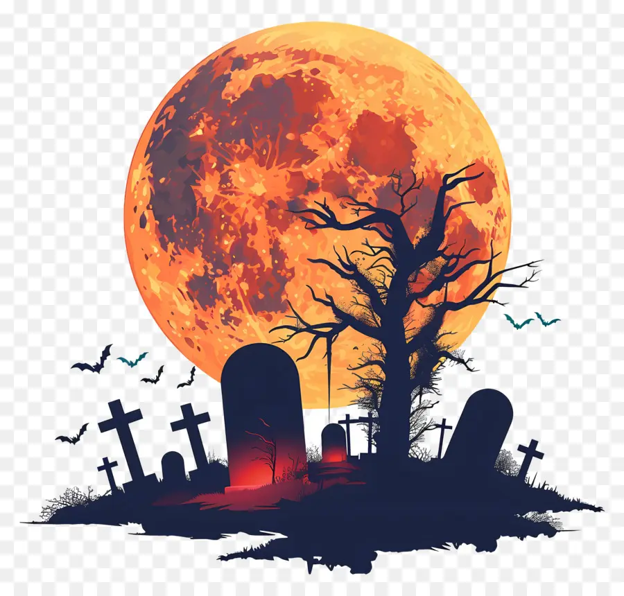 Bulan Purnama Halloween，Makam PNG