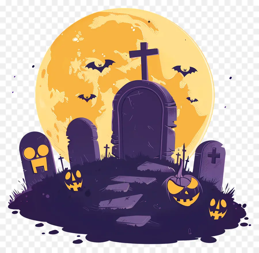 Bulan Purnama Halloween，Kuburan Zombi PNG