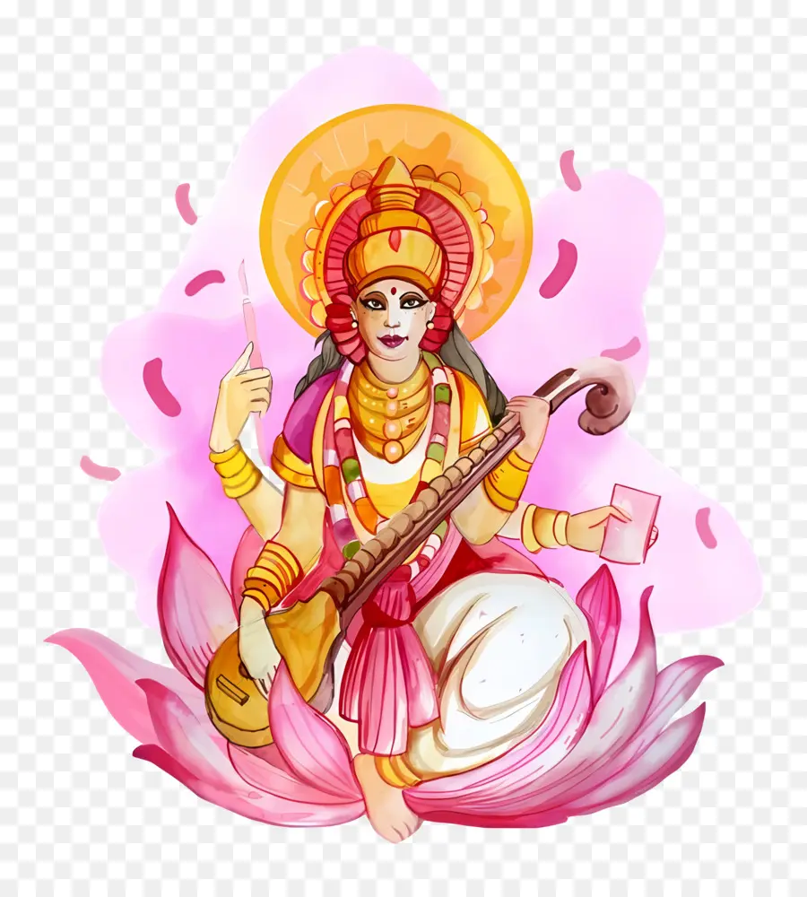 Saraswati，Ilustrasi Dewi Saraswati PNG