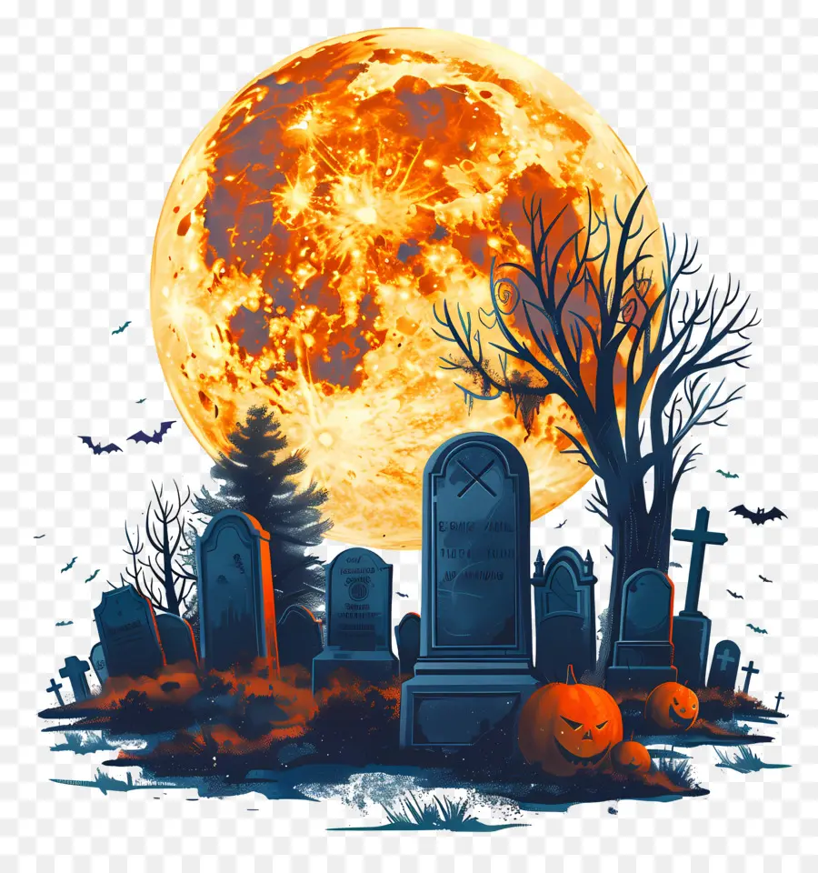 Bulan Purnama Halloween，Makam PNG