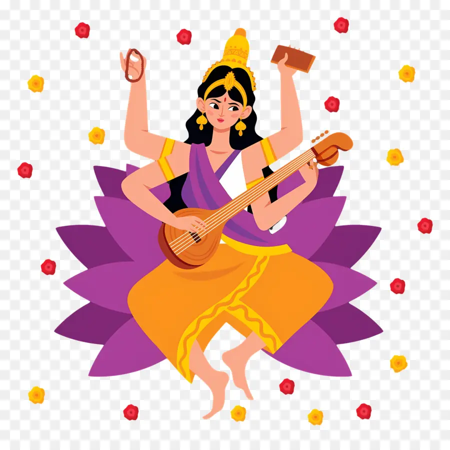 Saraswati，Dewi Dengan Instrumen PNG