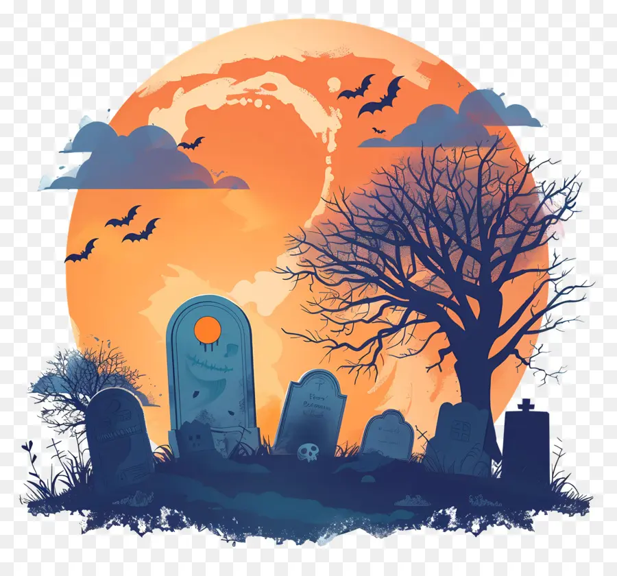 Bulan Purnama Halloween，Makam PNG