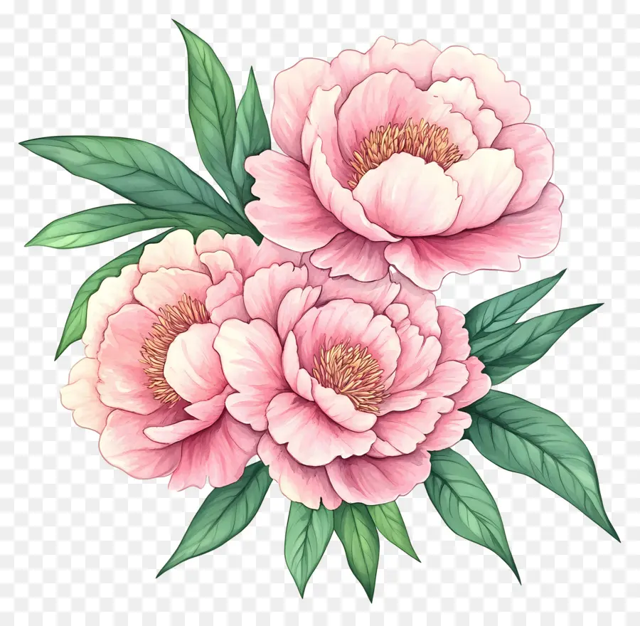 Buket Peony，Bunga Peoni PNG