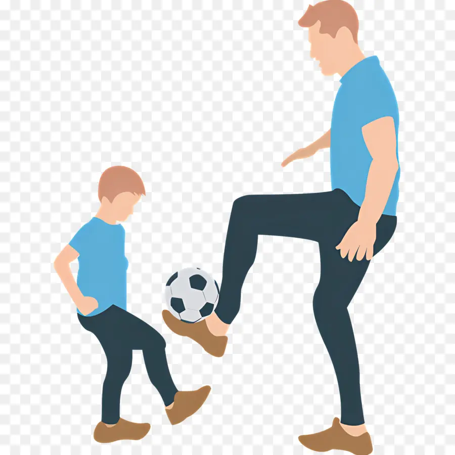 Ayah Dan Anak，Ayah Dan Anak Bermain Sepak Bola PNG