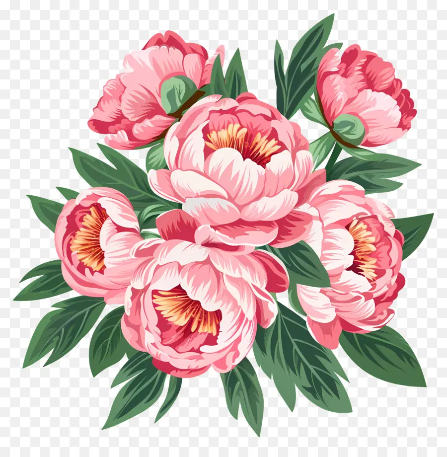 Buket Peony，Bunga Merah Muda PNG