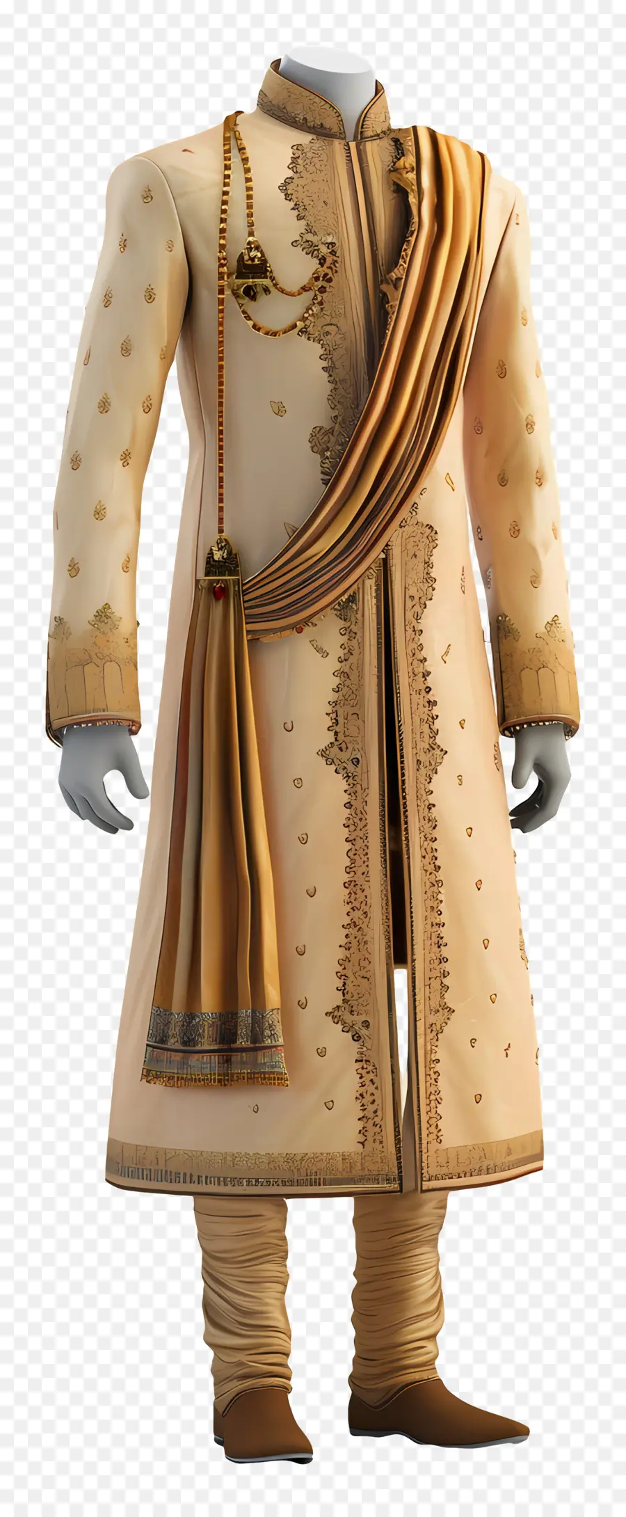 Pakaian Formal India，Mantel Bordir Emas PNG