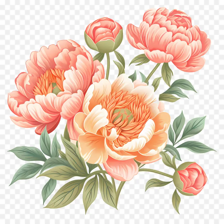 Buket Peony，Peony PNG