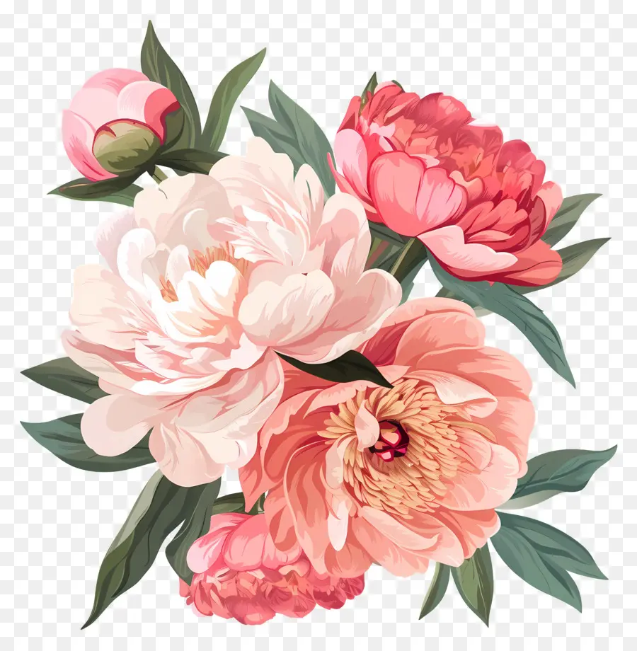 Buket Peony，Peony PNG