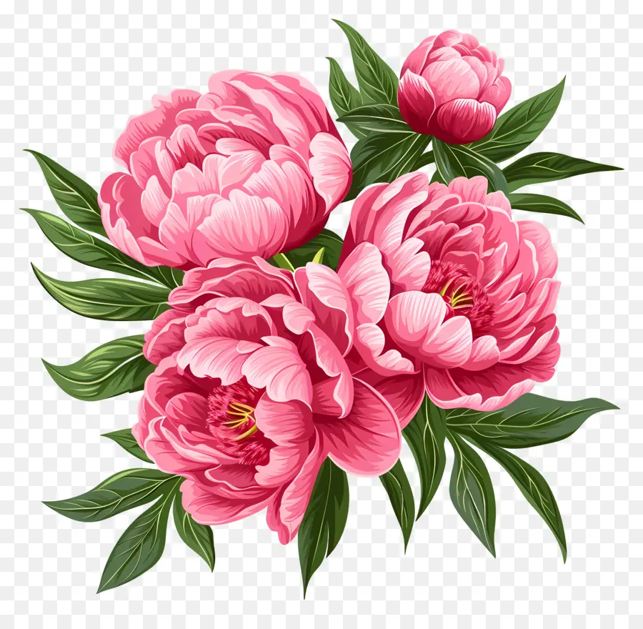 Buket Peony，Bunga Peoni PNG