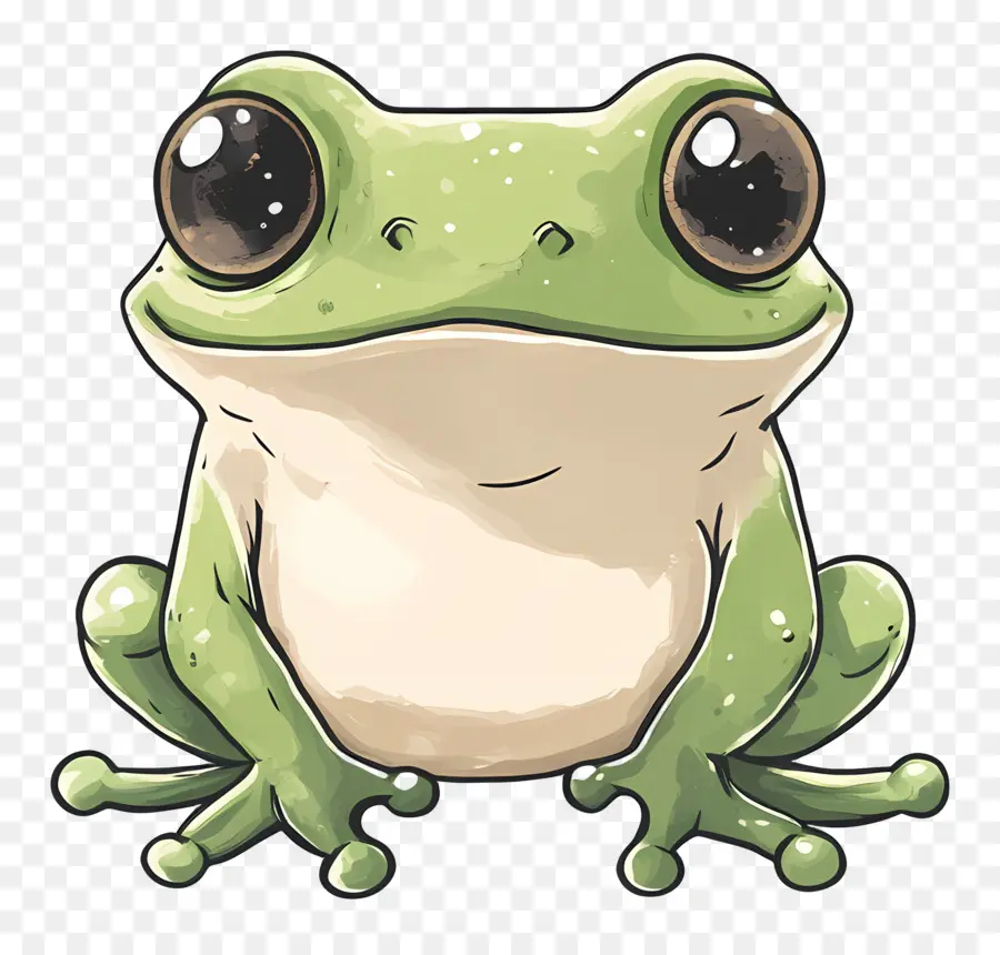 Katak Kawaii，Katak Hijau PNG