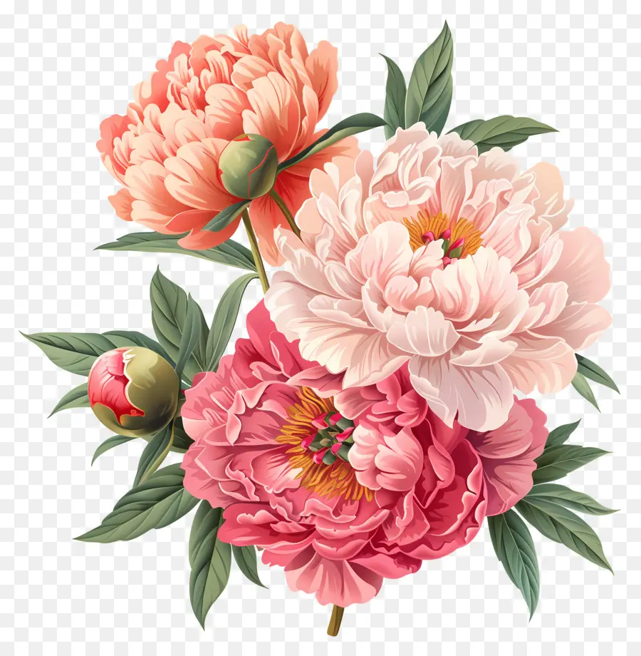 Buket Peony，Peony PNG