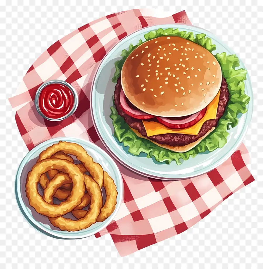 Burger Amerika，Burger Dan Cincin Bawang PNG