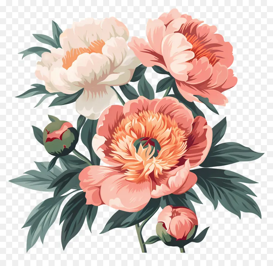 Buket Peony，Peony PNG