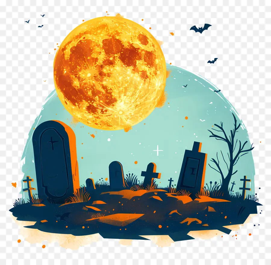 Bulan Purnama Halloween，Makam PNG