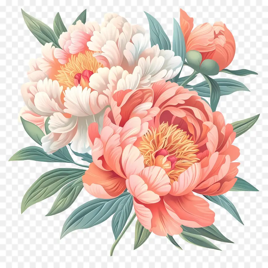 Buket Peony，Bunga PNG