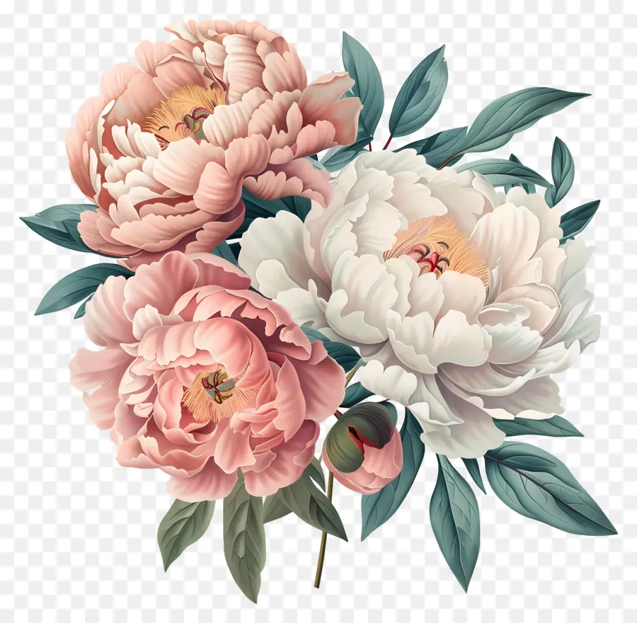 Buket Peony，Peony PNG