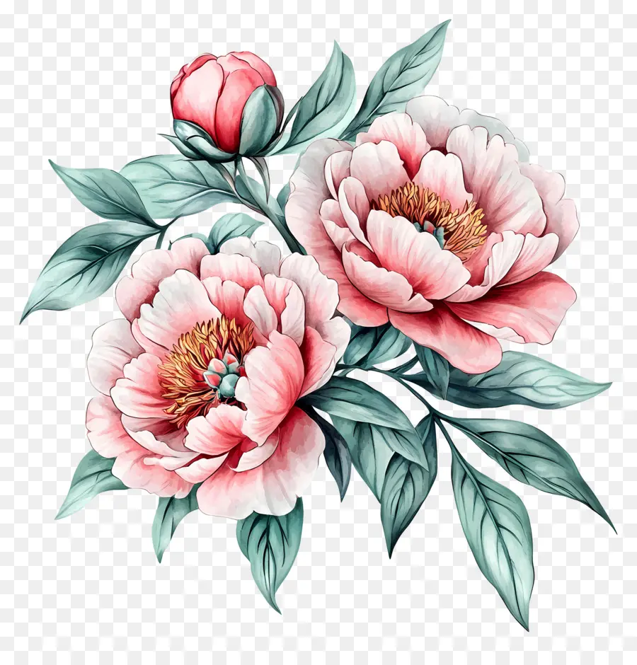 Buket Peony，Bunga Peoni PNG