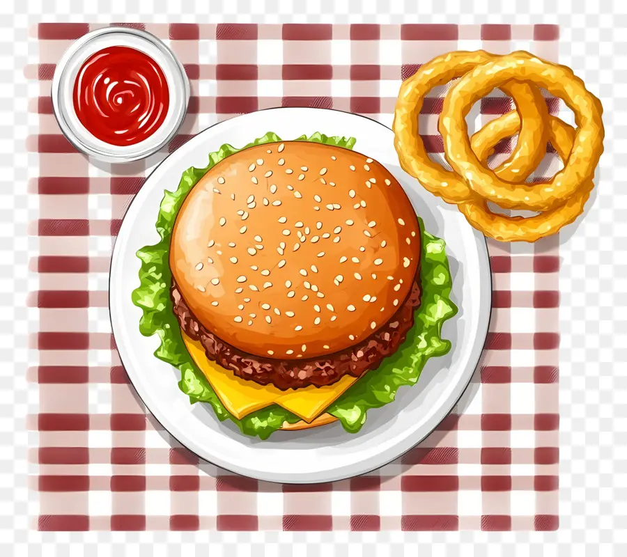 Burger Amerika，Burger Dan Cincin Bawang PNG