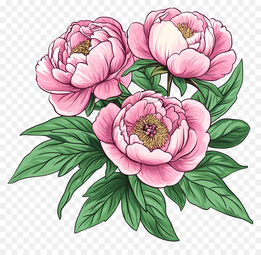 Buket Peony，Bunga Peoni PNG