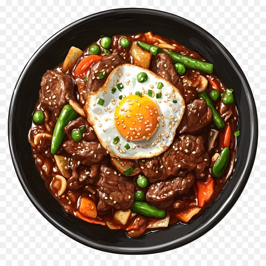 Bibimbap Korea，Hidangan Daging Sapi PNG