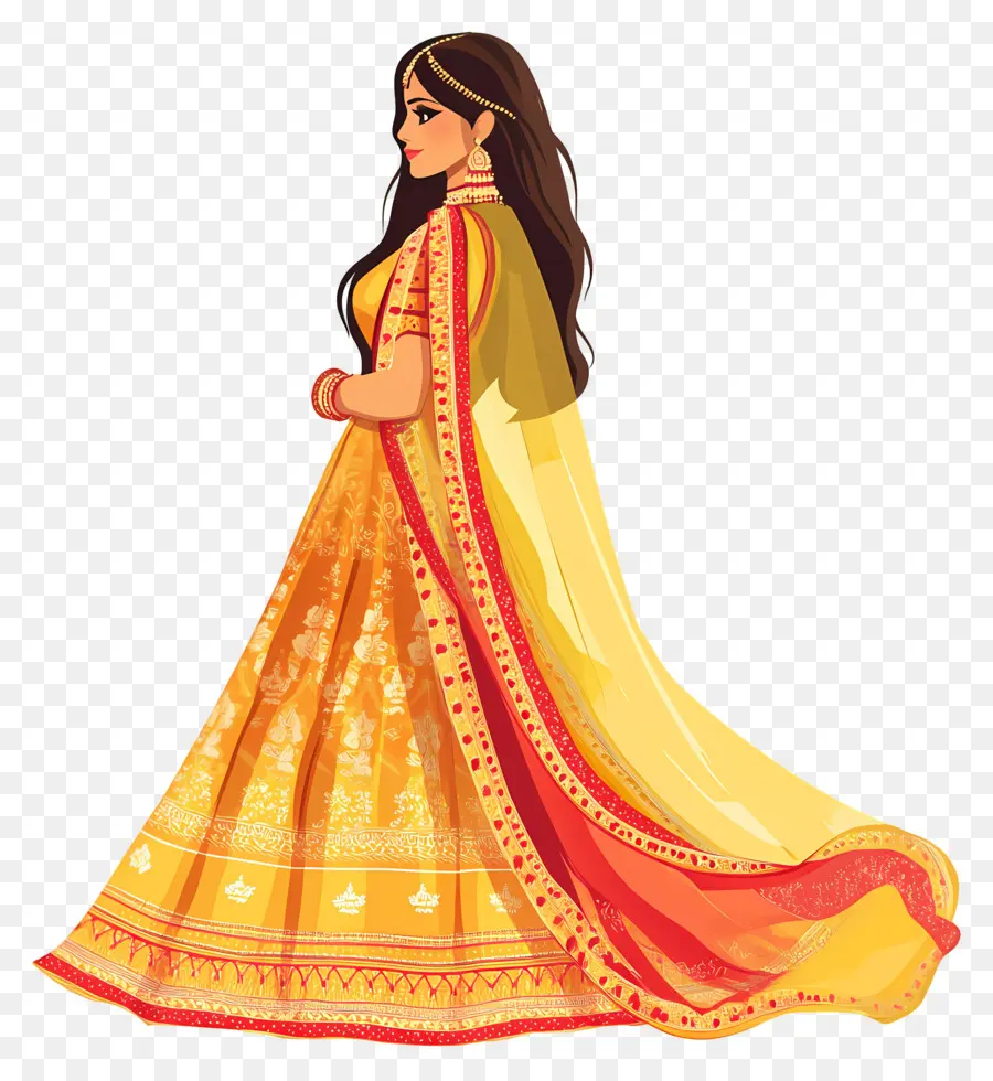 Saree Pernikahan India，Wanita Berpakaian Tradisional PNG