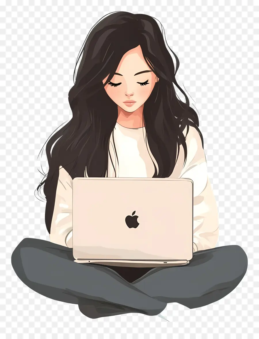 Gadis Dengan Komputer，Gadis Dengan Laptop PNG