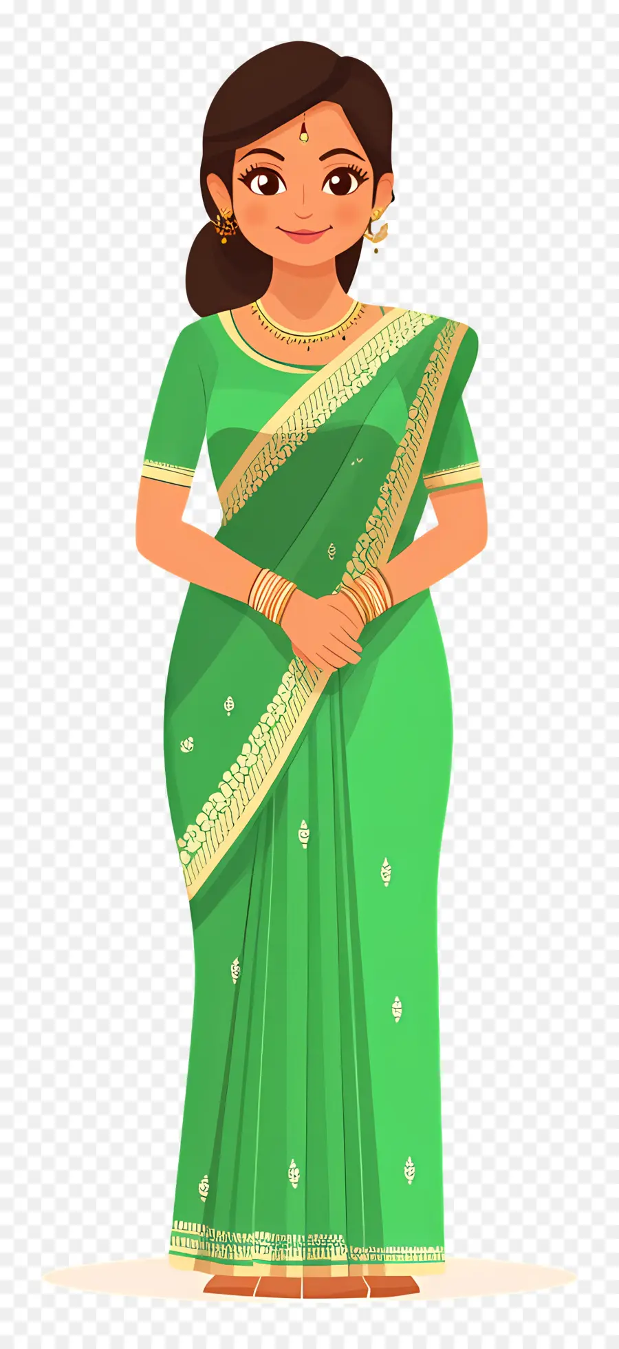 Gadis India，Wanita Di Saree Hijau PNG