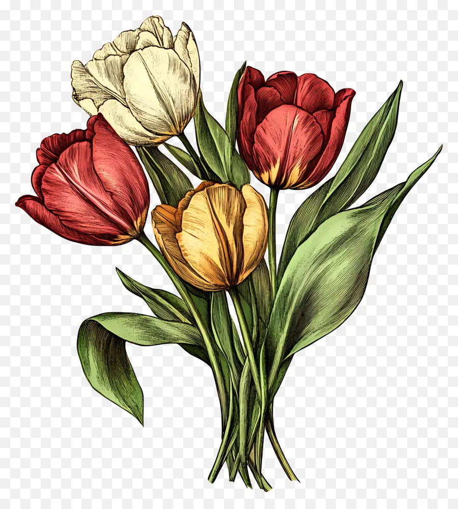 Buket Tulip，Tulip Merah Muda PNG