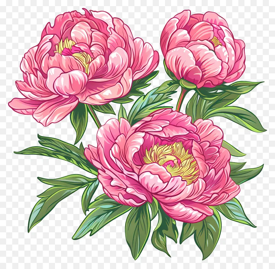 Buket Peony，Bunga Peoni PNG