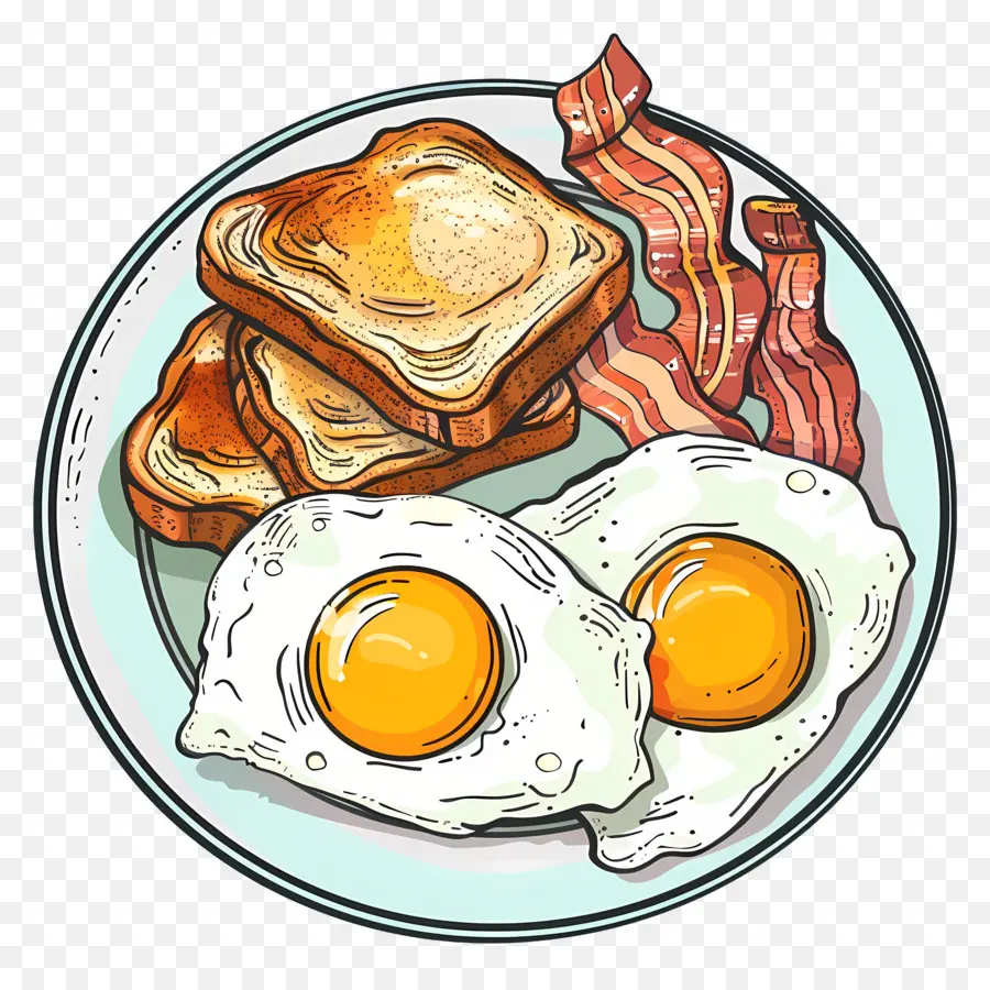 Piring Sarapan，Telur Dan Bacon PNG