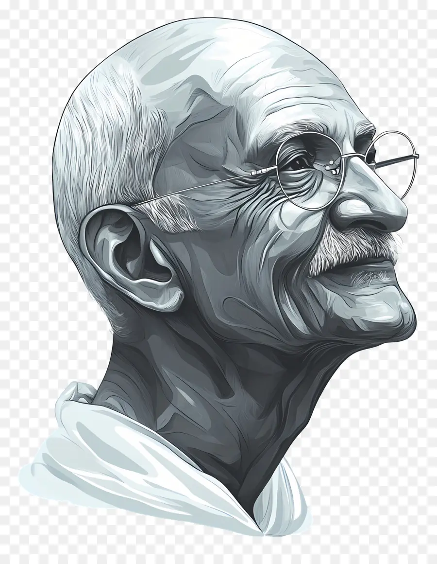 Gandhi，Pria Tua Berkacamata PNG