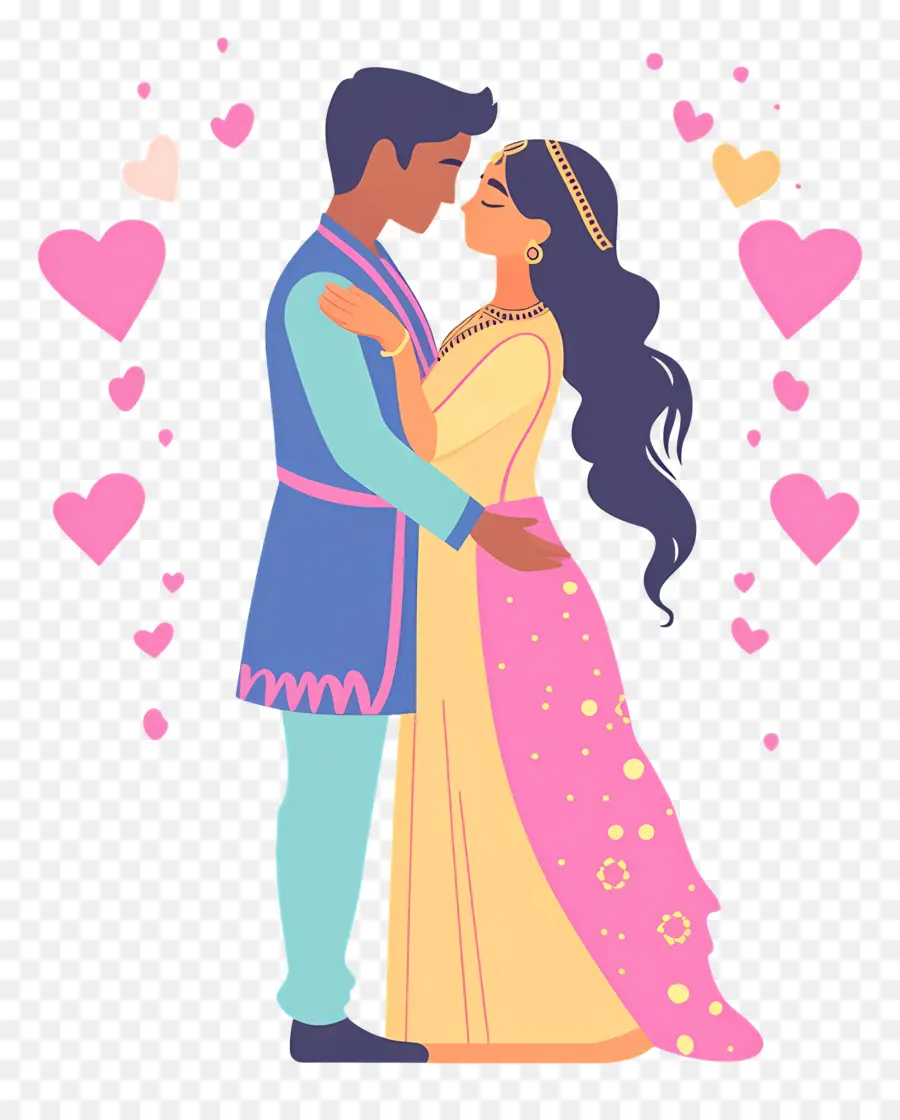 Pengantin India，Pasangan Dengan Pakaian Tradisional PNG