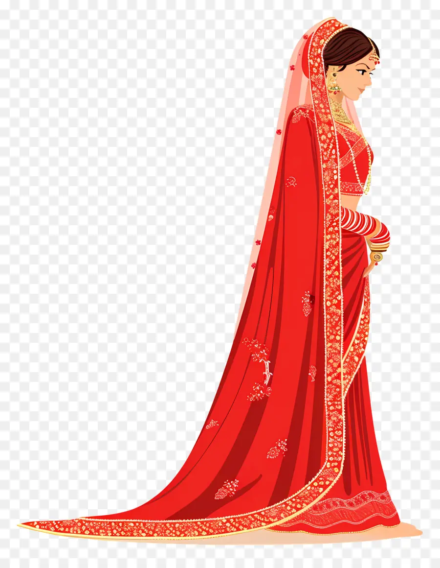 Saree Pernikahan India，Wanita Berpakaian Tradisional PNG