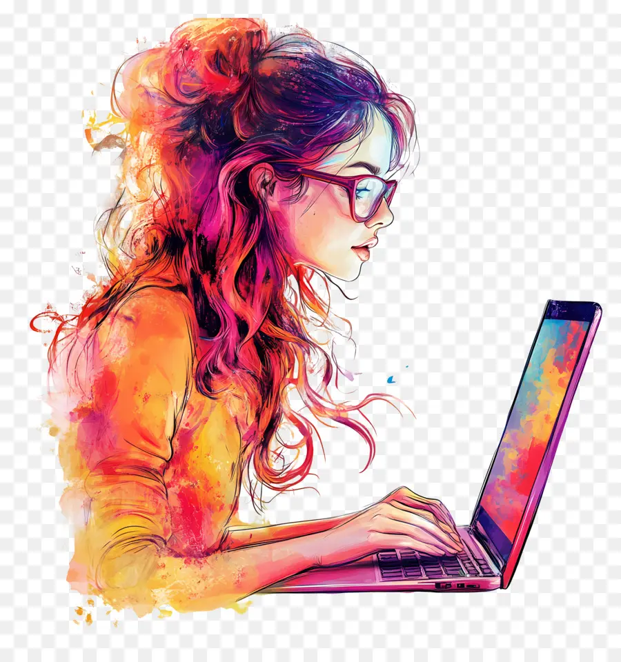 Gadis Dengan Komputer，Gadis Dengan Laptop PNG