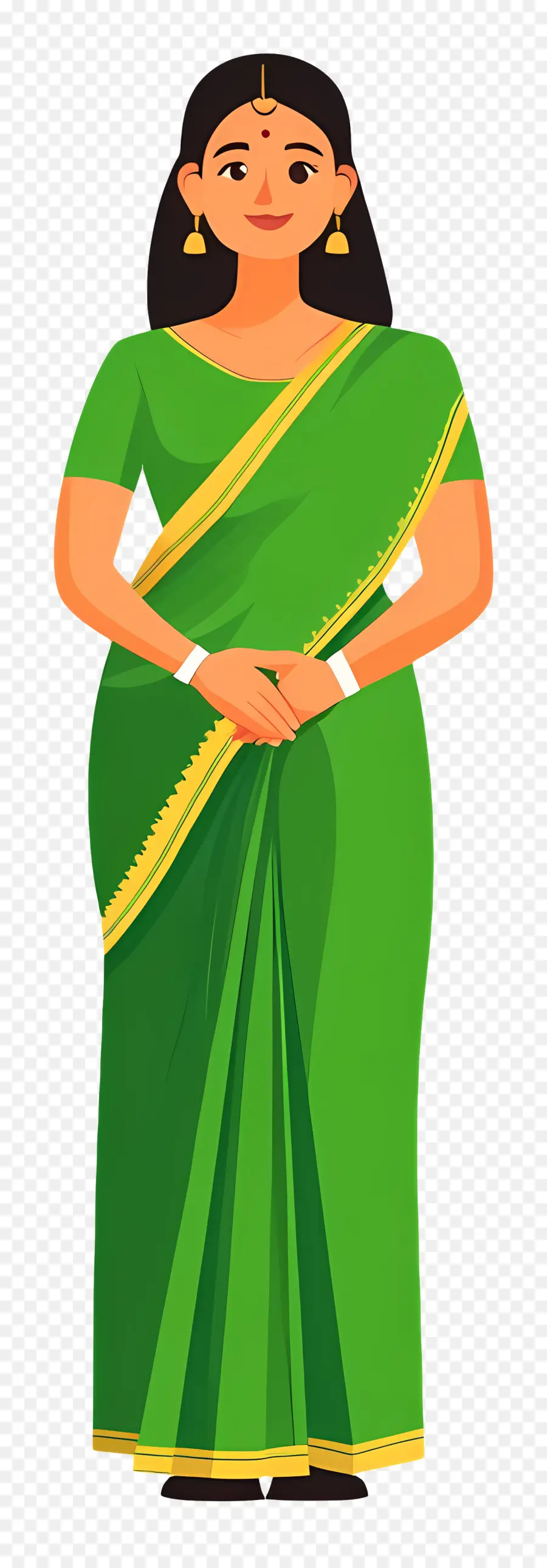 Gadis India，Wanita Di Saree Hijau PNG