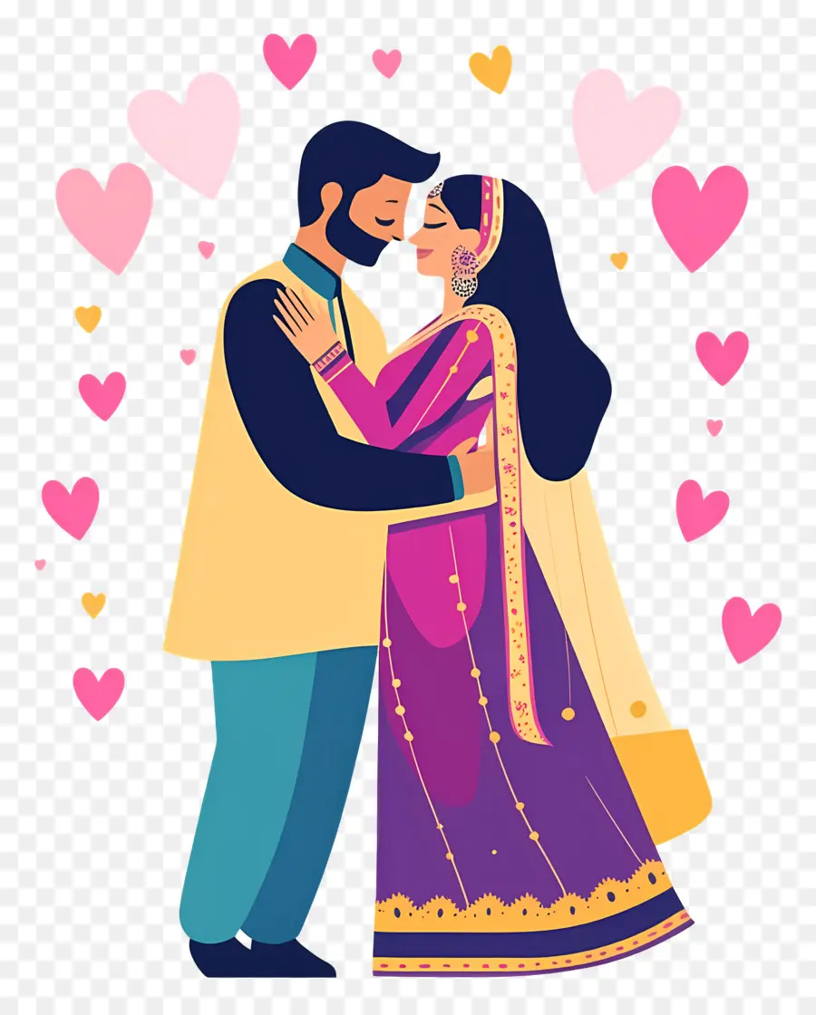 Pengantin India，Pasangan Dengan Pakaian Tradisional PNG