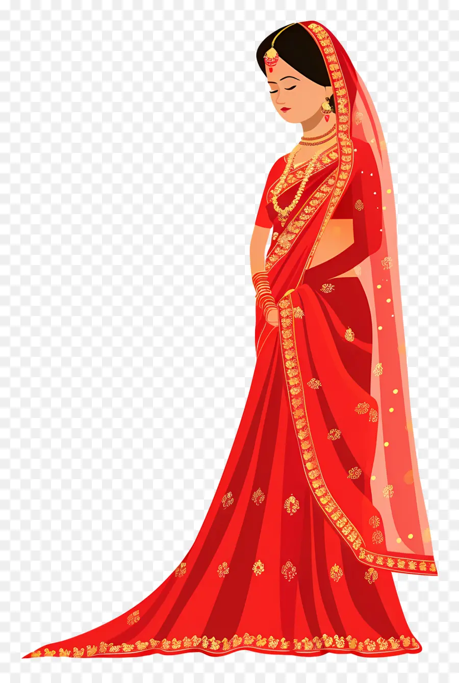 Saree Pernikahan India，Wanita Berpakaian Tradisional PNG