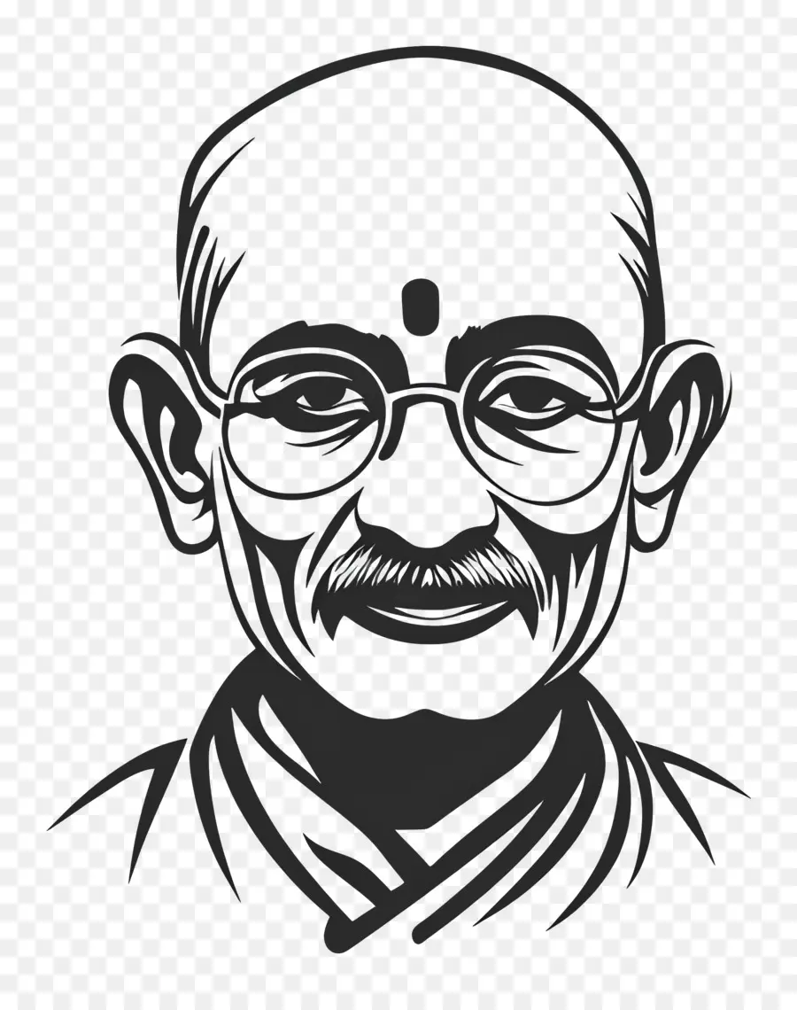 Gandhi，Potret Hitam Putih PNG