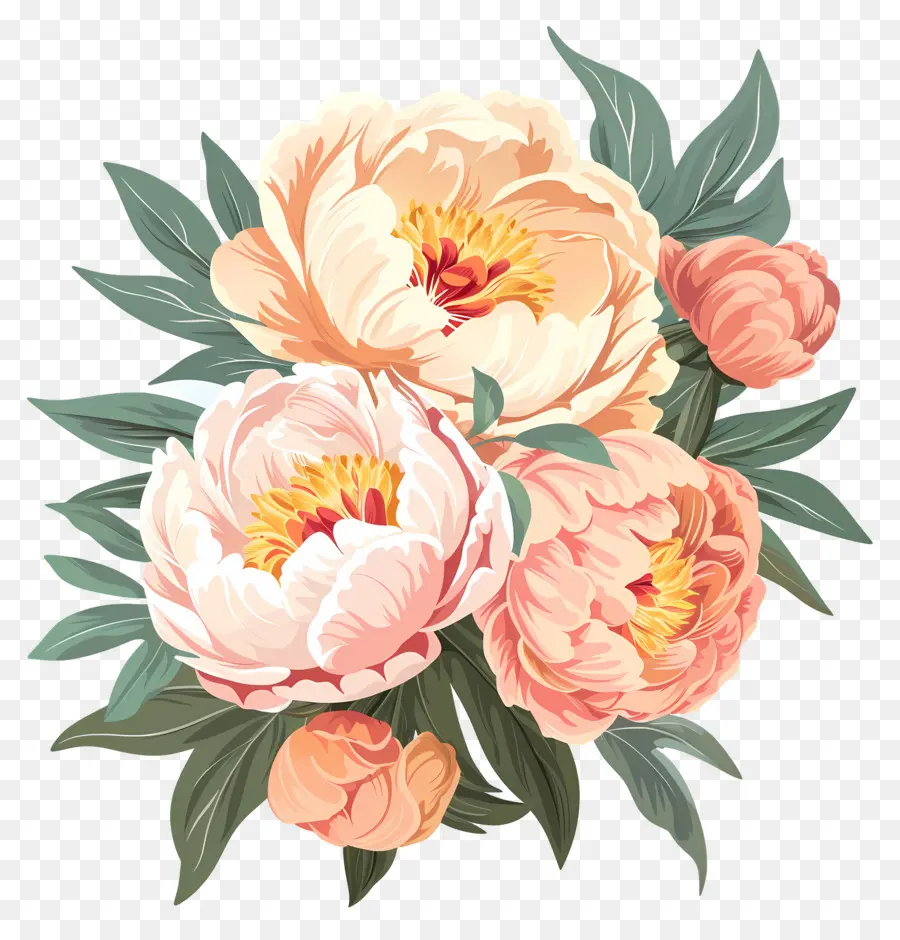 Buket Peony，Peony PNG